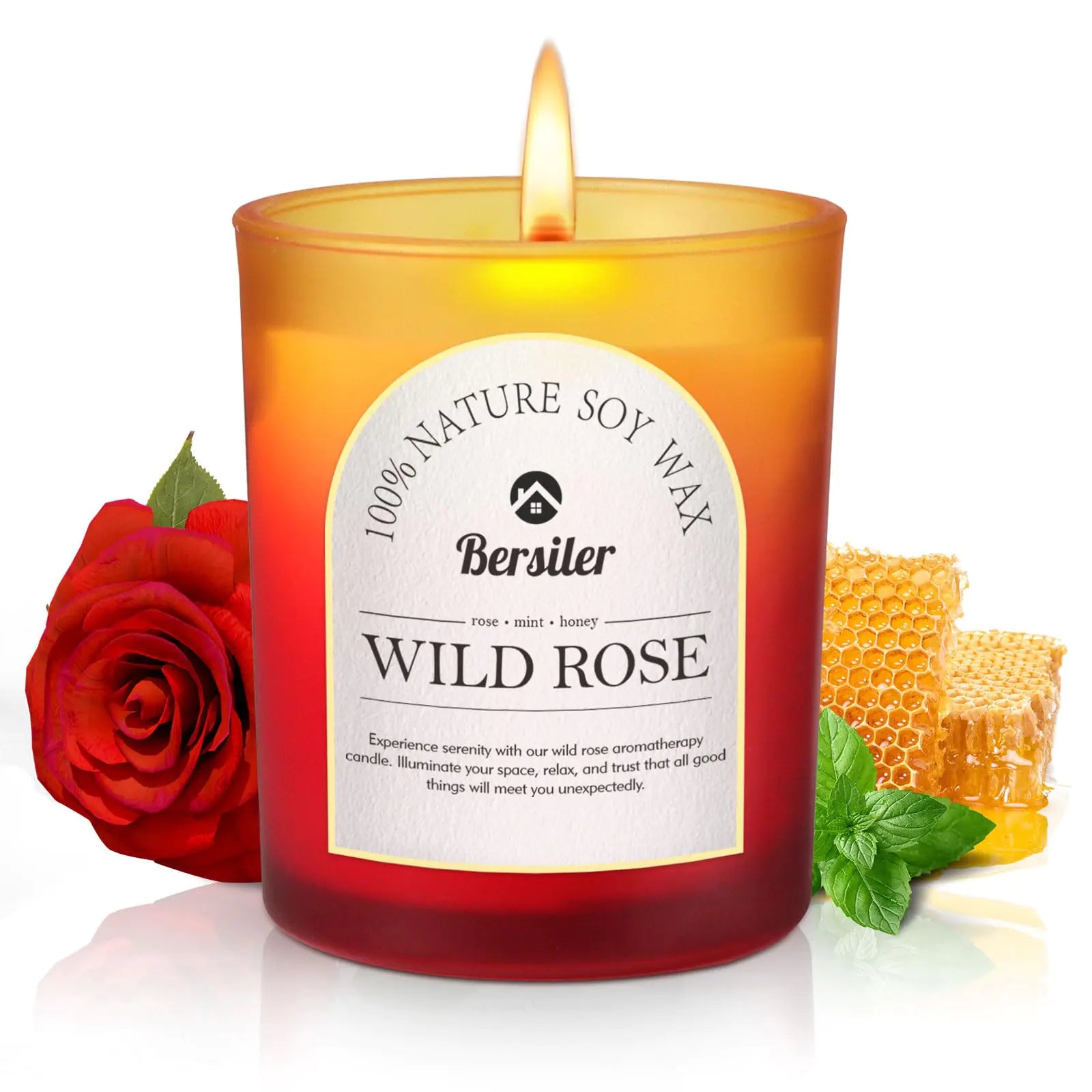 Bersiler Rose/Mint/Honey Scented Candles Three Different Scents in 35 Hours of Burning Time Aromatherapy Candle Soy Candles Relax and Soothe The Body Gift Must Have List 5.3oz