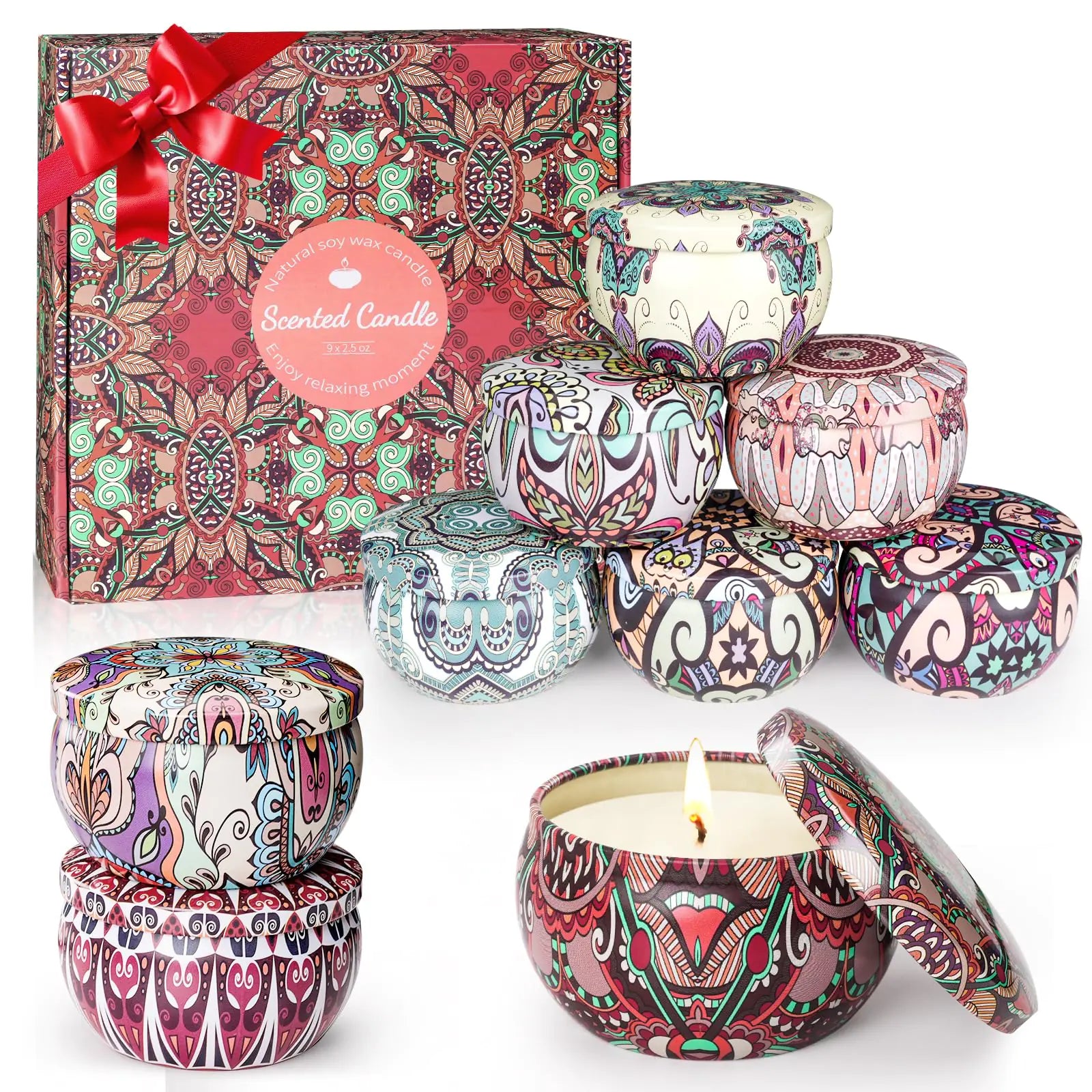 Aromatherapy Soy Wax Candle Set - 9 Fragrances