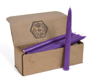 100% Pure Beeswax Taper Candles - All-Natural Handmade Decorative & Dipped Smokeless Unscented Candles for Christmas Advent and Hanukkah Purple Cosmos 8.5 Inches 12 Candle Set by BeeTheLight