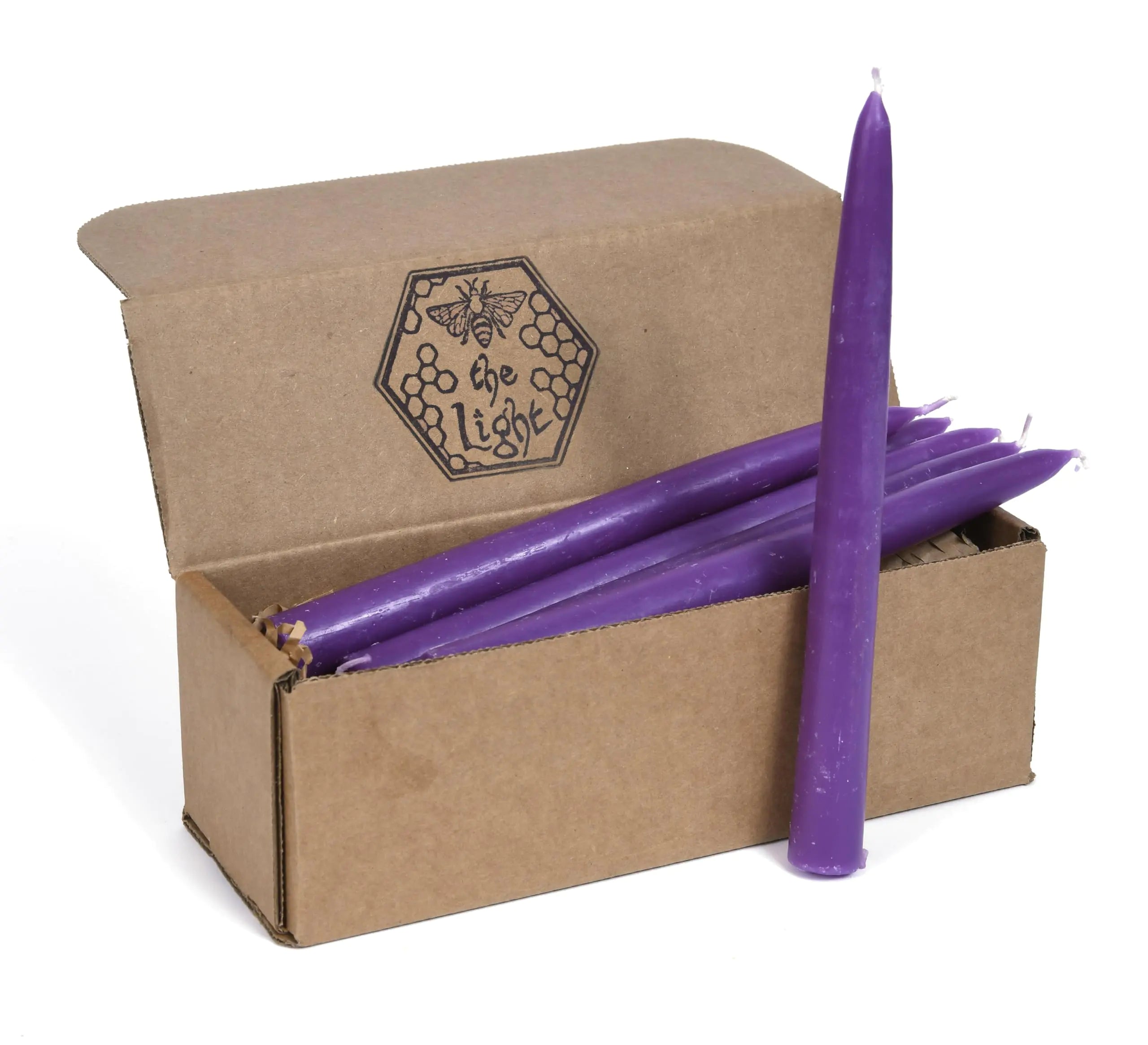 100% Pure Beeswax Taper Candles - All-Natural Handmade Decorative & Dipped Smokeless Unscented Candles for Christmas Advent and Hanukkah Purple Cosmos 8.5 Inches 12 Candle Set by BeeTheLight