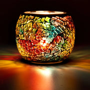 Scented Candle Holder Mosaic Glass Tea Light HolderHandmade Romantic Glass Tealight Candle Holder for AromatherapyParty Décor(NO Candles)Also Used as VasePen HolderPotted Plants Bowl (Rainbow)