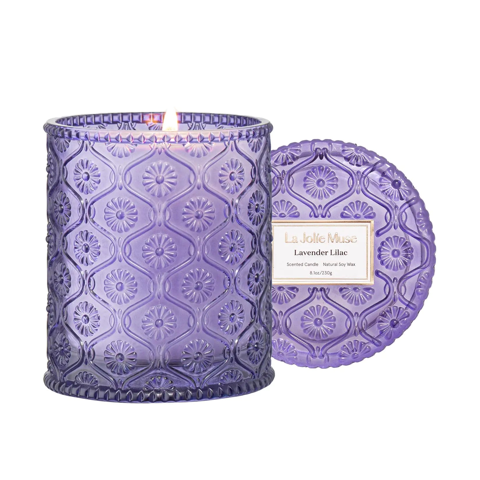 LA JOLIE MUSE Lavender Candle Candles for Women Lavender Lilac Candle Scented Candle Gift Aromatherapy Candle Candles for Home Scented