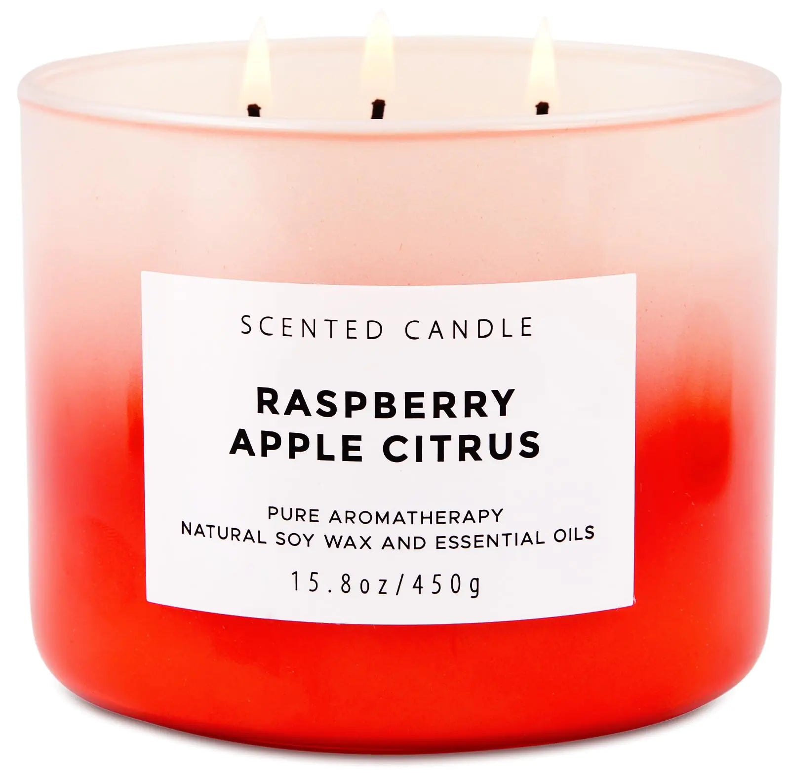 Raspberry Apple Citrus Candle | Large Refreshing 3 Wick Scented Candle 15.8 Oz | Natural Soy Fruity Scented Candle for Home | Aromatherapy Stress Relief Candles for Women & Men | Spring Candle Gifts