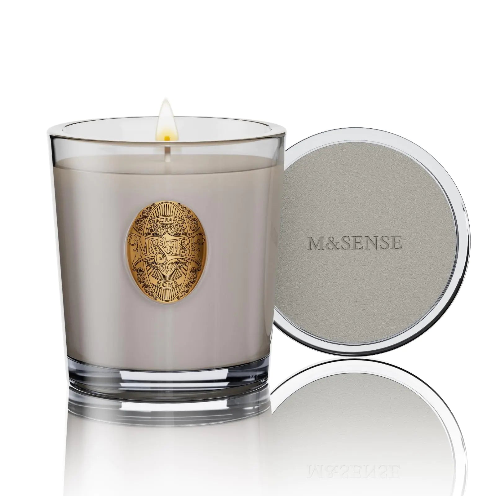 M&SENSE Natural Soy Wax Coconut Scented Aromatherapy Candle Gift for Women and Men - 9.2 oz | 50 Hours Burn Time Grey |Luxury Home Scented and Home Décor