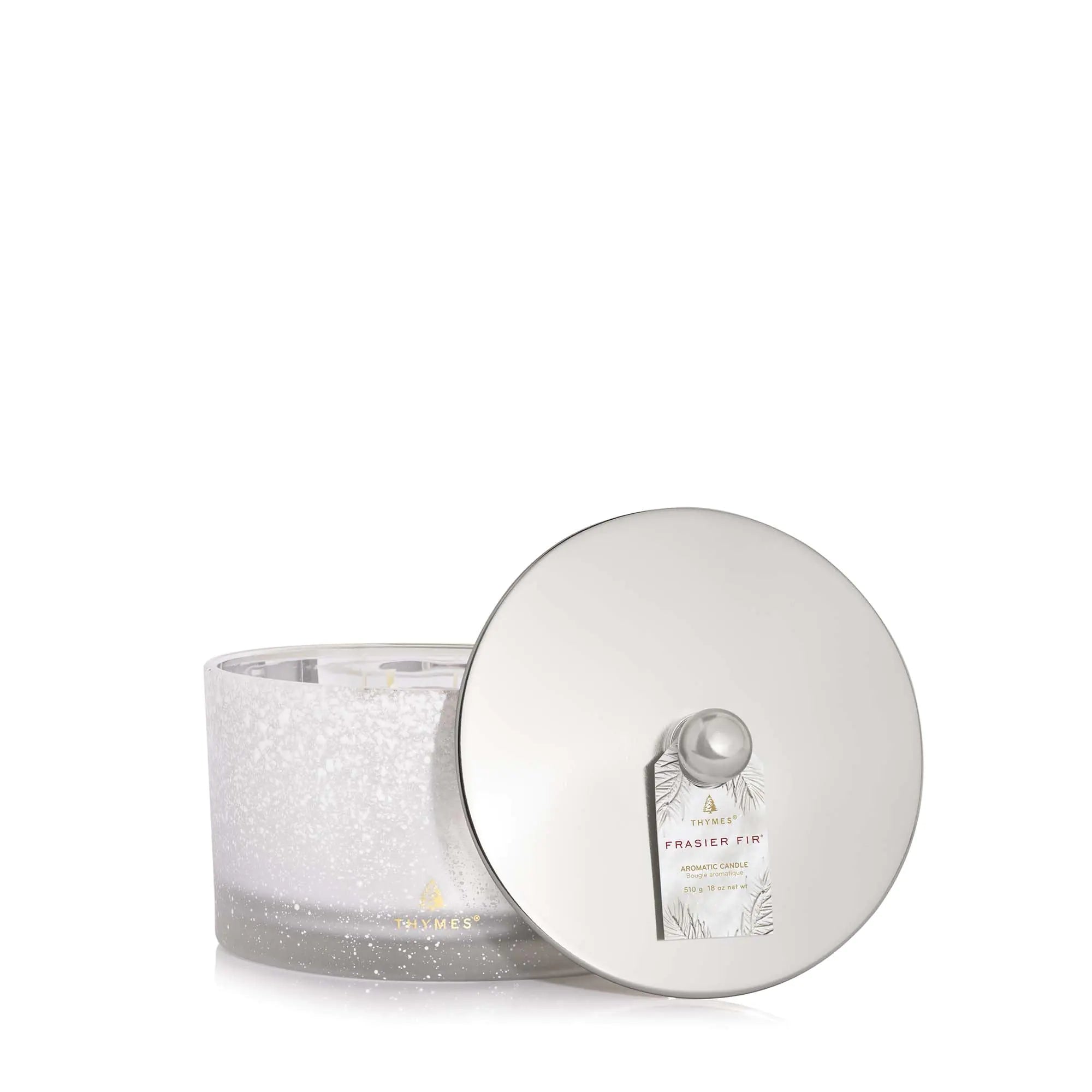 Thymes Frasier Fir Flocked Candle (3-Wick, 18 oz)