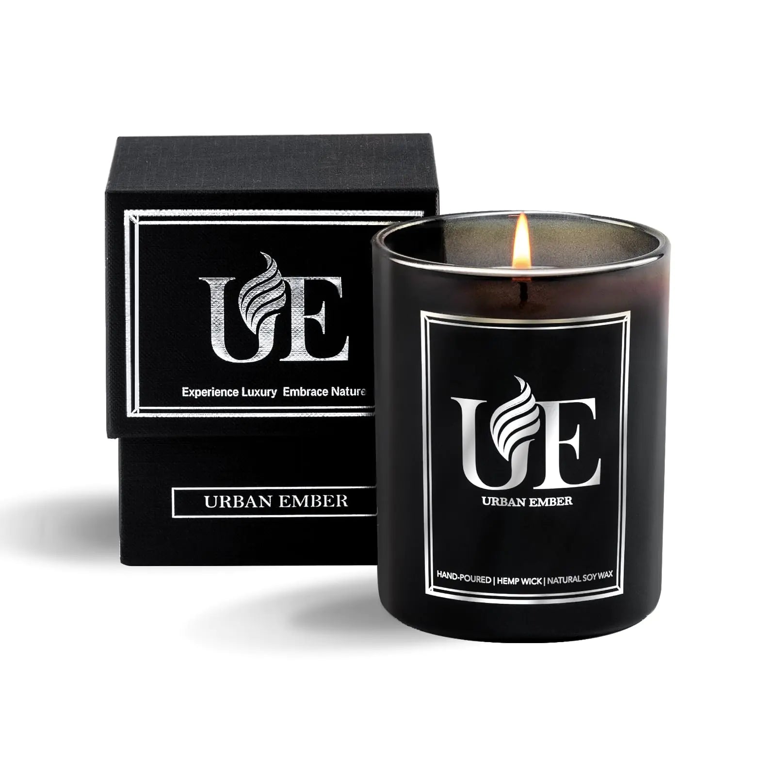 Urban ember Eucalyptus Mint Scented Candle | 8oz Soy Wax and Essential Oils Candle for Home Scented | Aromatherapy Candle with 55 Hour Burn Time | Christmas Scented Candle Gifts | Black Jar