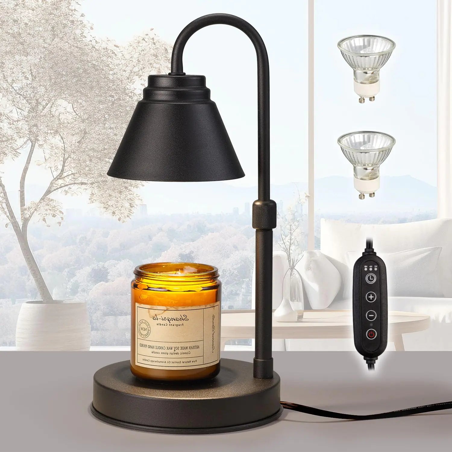 Adjustable Black Candle Warmer Lamp with Timer