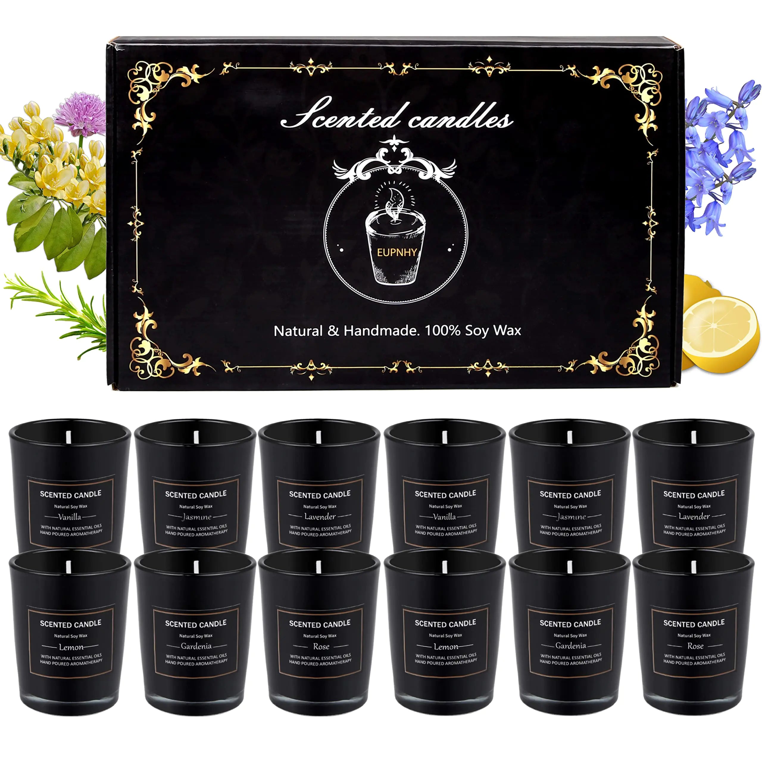 EUPNHY 12 Pack Scented Candles Gift Set 2.5oz Strong Fragrance Aromatherapy Jar Candle Set Soy Wax Decorative Candles for Home Scented Candles Best Gifts for Women.