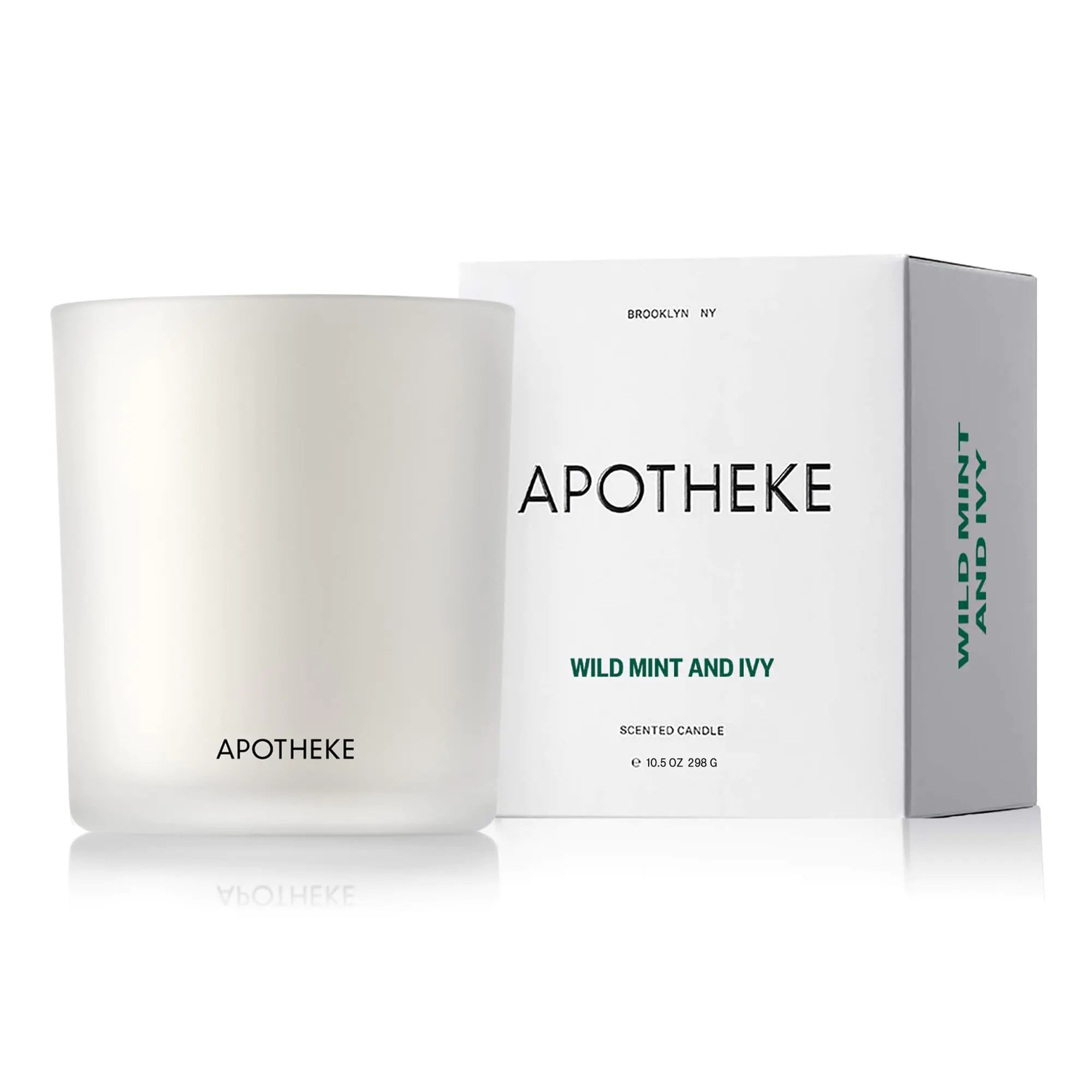 Apotheke Luxury Scented Candles for Home Wild Mint & Ivy - Aromatherapy Jar Candle with Soy Wax Blend