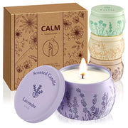WarmEmbrace Scented Candles for Women 17.6oz Romantic Candles for Valentines Day Candle Set 120H Burning Soy Candles for Home Scented Lavender | Vanilla | Rose & Sandalwood | Jasmine - 4 Pack
