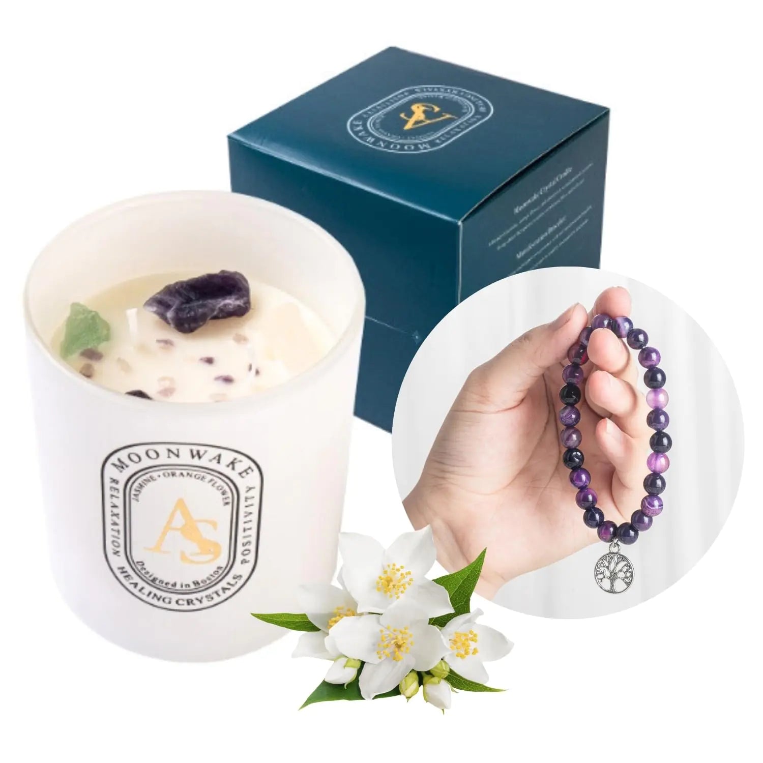 Serenity Amethyst Candle and Bracelet Set