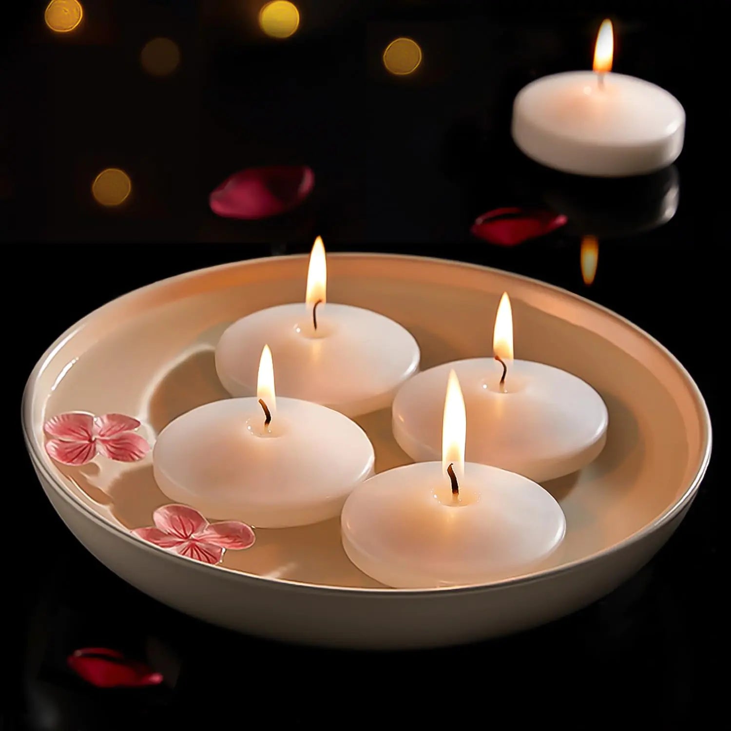 Elegant White Unscented Floating Candles 3 Inch, 36 Count