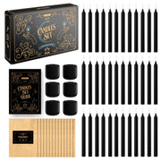 DarkMystic - 36 Black Ritual Candles | 5" Spell Candles with Holders | Witchcraft & Decor
