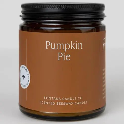 Fontana Candle Company - Pumpkin Pie | Lightly Scented Candle | Made from Beeswax and Coconut Oil | Essential Oil | Wood Wick | Long Lasting | Clean Burn and Non Toxic