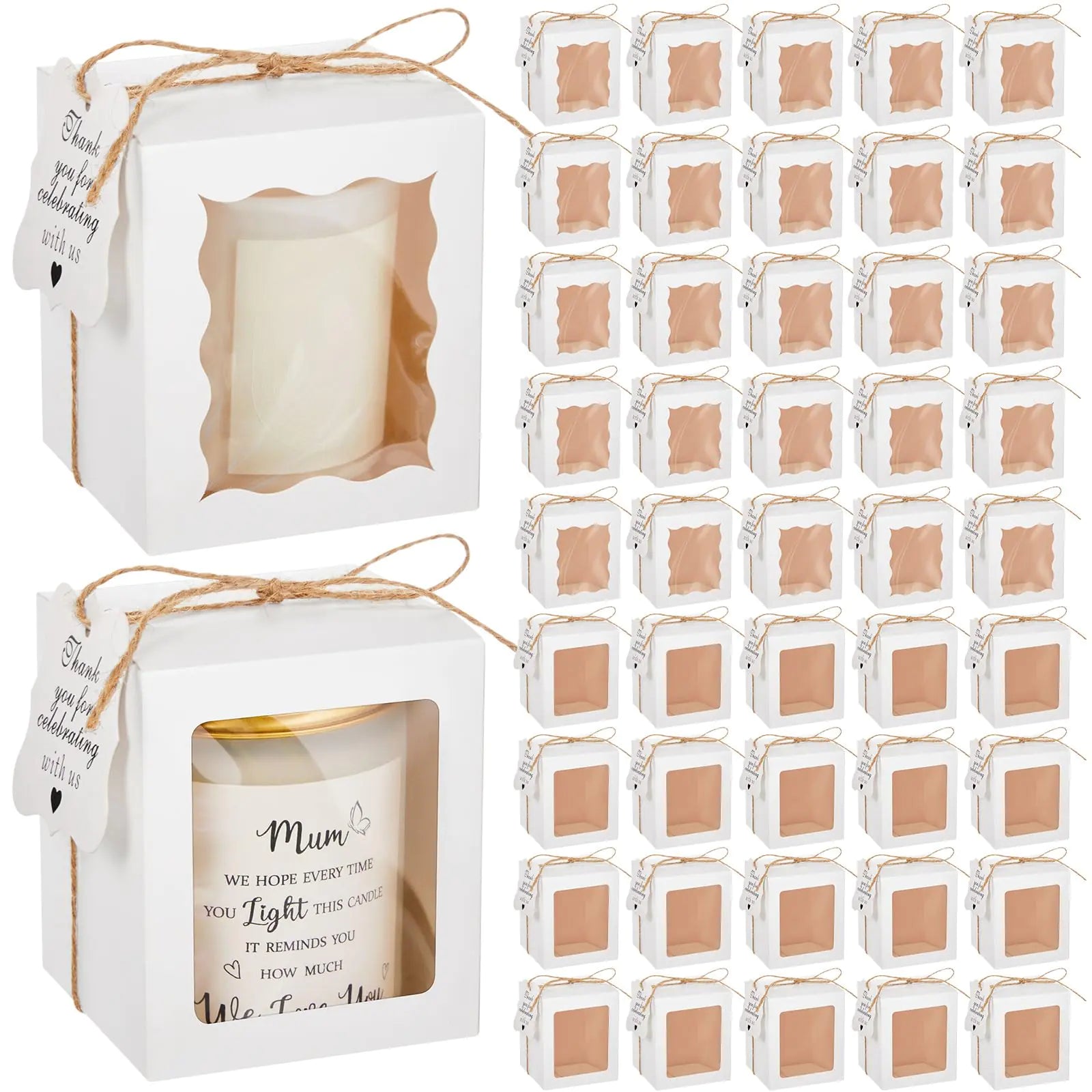 Elegant White Candle Gift Set with Tags & Rope