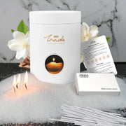 Pearled Candle 18oz/ 1.1lb Sandalwood Jasmine Scented Sand Candles with 30 Wicks Refillable Pearled Candle Sand for Candle Making (White Silk Mist)