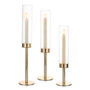 Elegant Hurricane Glass Candle Holders 3pc Set