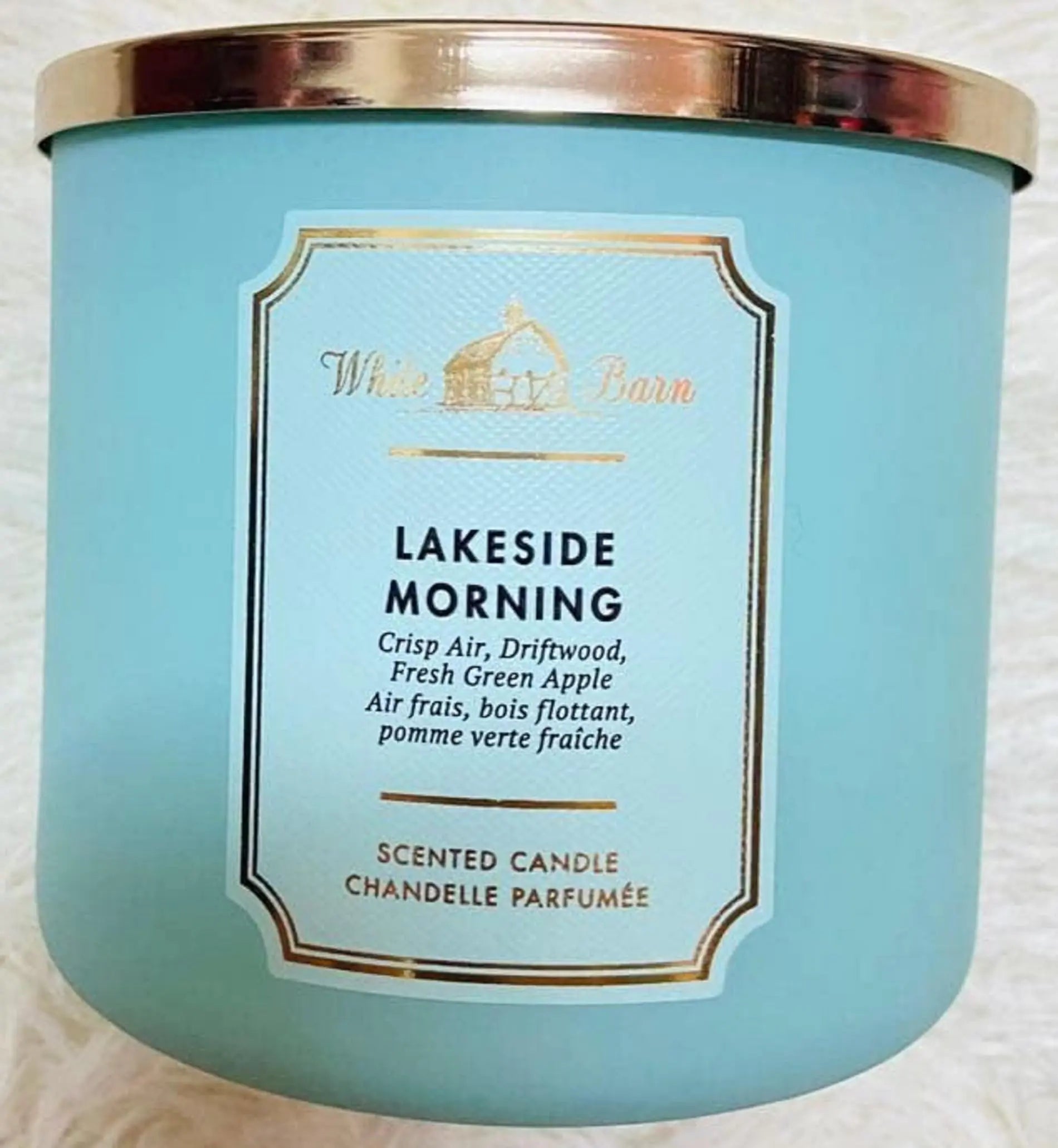White Barn Candle Company 3-Wick Scented Candle w/Essential Oils - 14.5 oz - Lakeside Morning (Crisp Autumn Air White Driftwood a Hint of Green Apple)