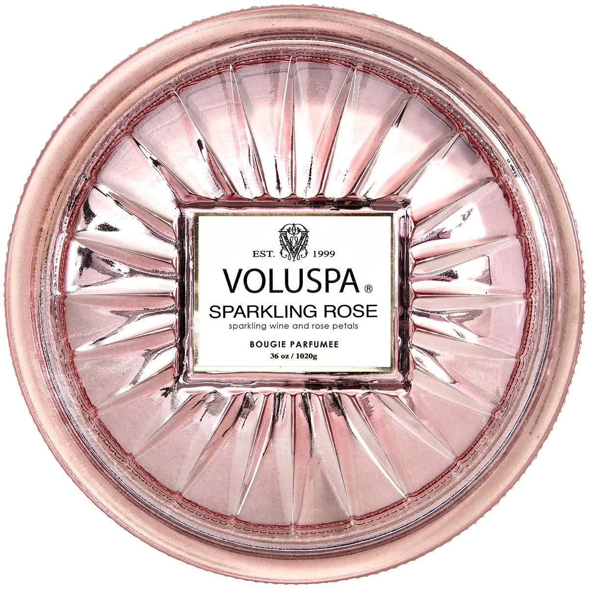 Voluspa Sparkling Rose Grande Maison 3 Wick Glass Candle 36 Ounce 100 Hour Burn Time All Natural Wicks and Coconut Wax for Clean Burning Vegan Poured in The USA