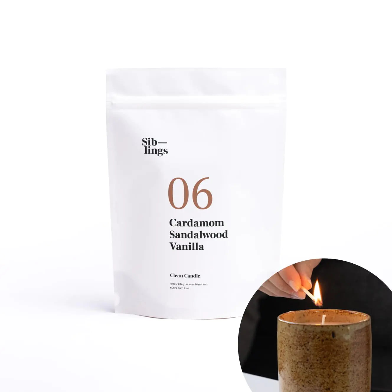 Siblings Essentials Candle Refill Kit DIY Candle Kit (No 06: Cardamom Sandalwood Vanilla) - Eco-Friendly Candle Refill Clean Fragrance and Essential Oils Coconut and Soy Wax