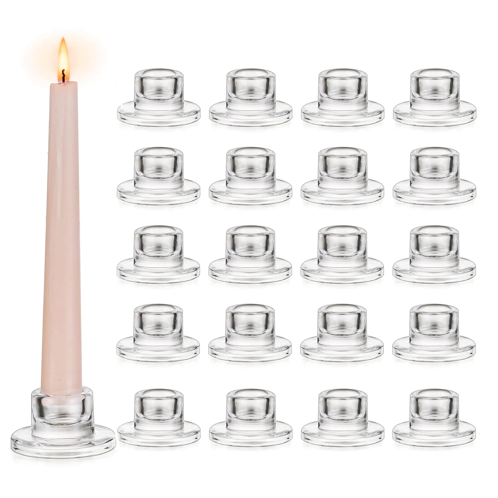 Chic Glass Taper Candle Holders 20-Pack