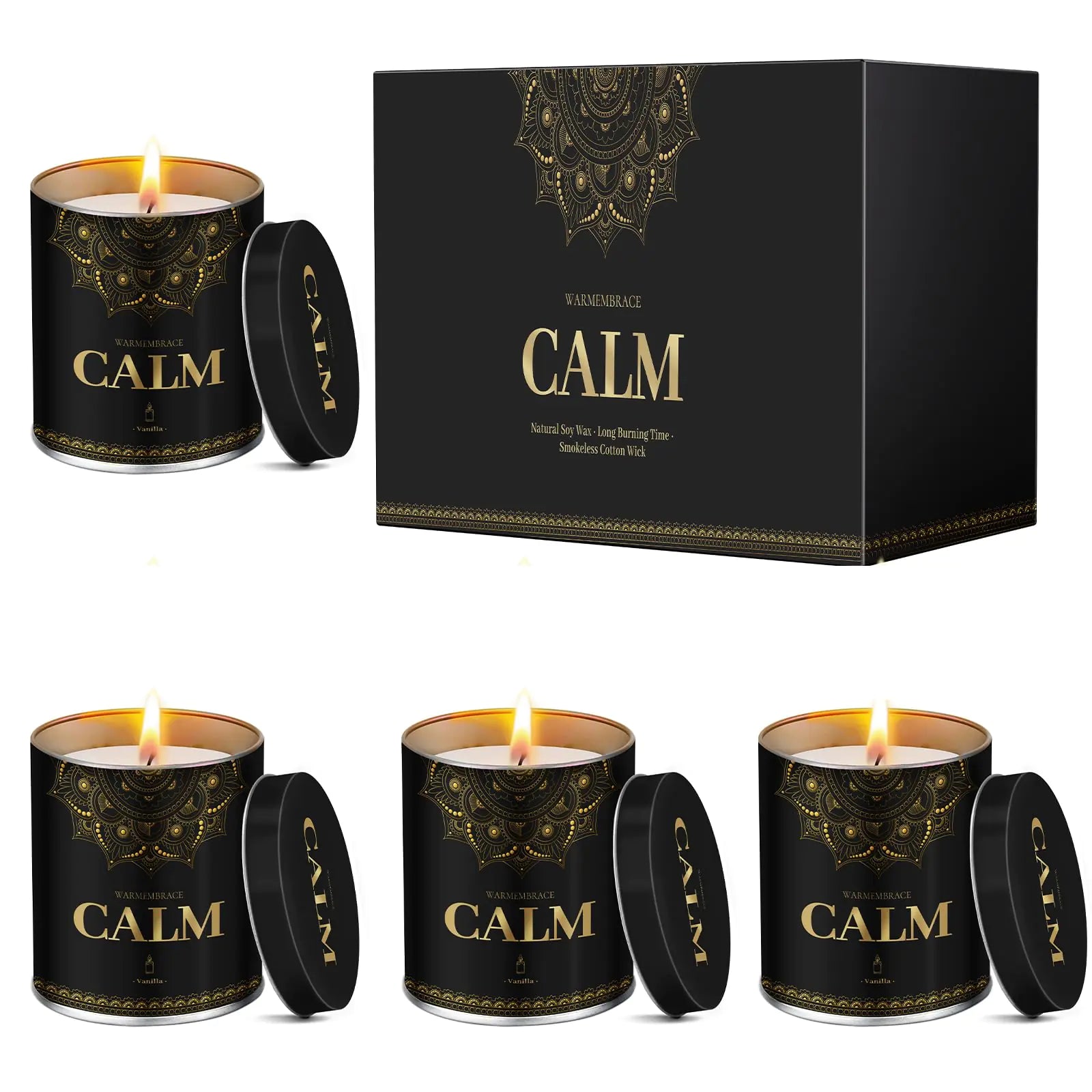 Scented Candles 9 Oz Jar Candles for Home Office Meditation Yoga Candles for Women & Men Birthday Anniversary Valentines Day Present Lavender Vanilla Rose & Sandalwood Lemon