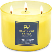Large 3-Wick Honeysuckle Citrus Candle with Grapefruit & Mint