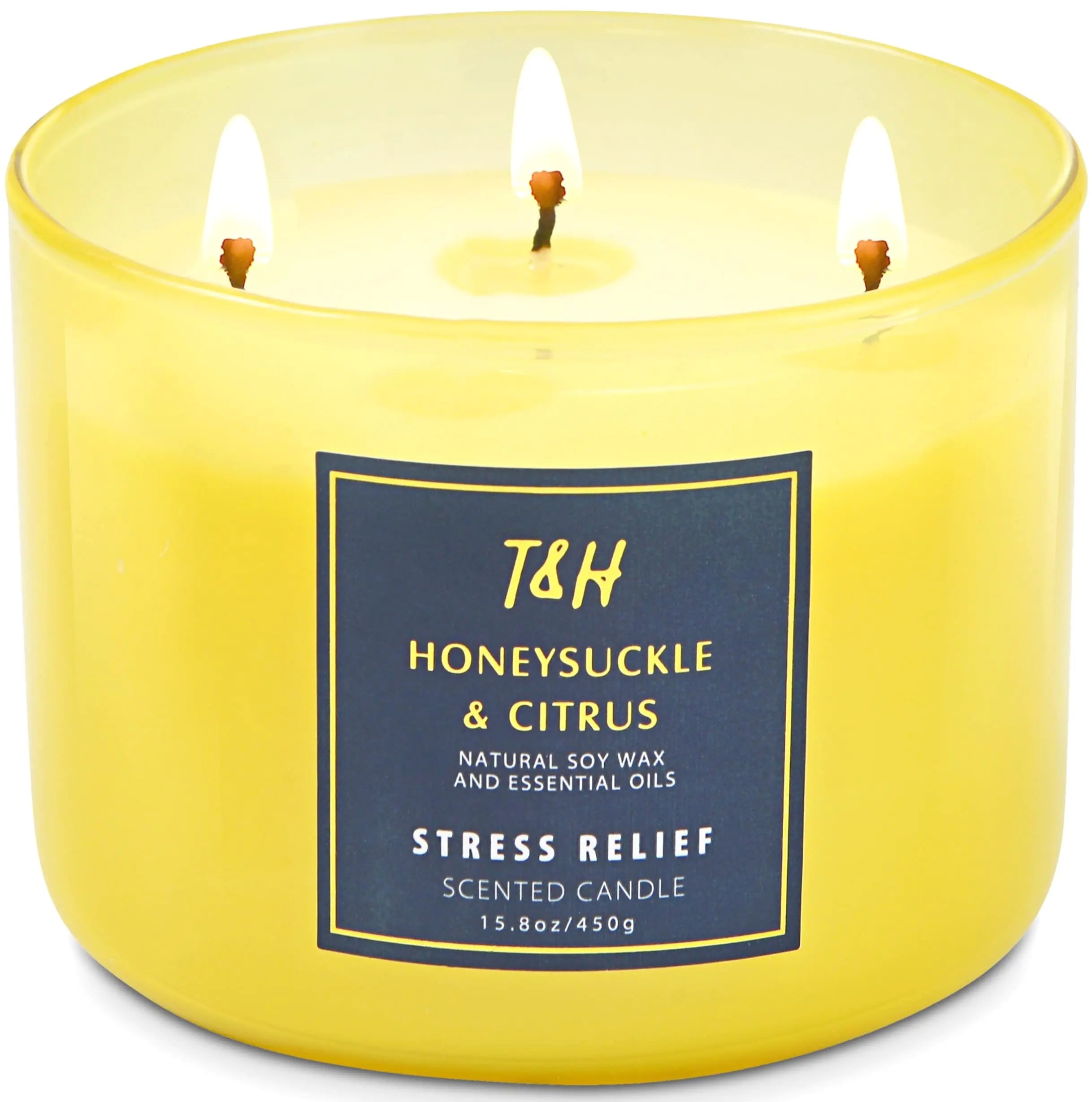 Large 3-Wick Honeysuckle Citrus Candle with Grapefruit & Mint