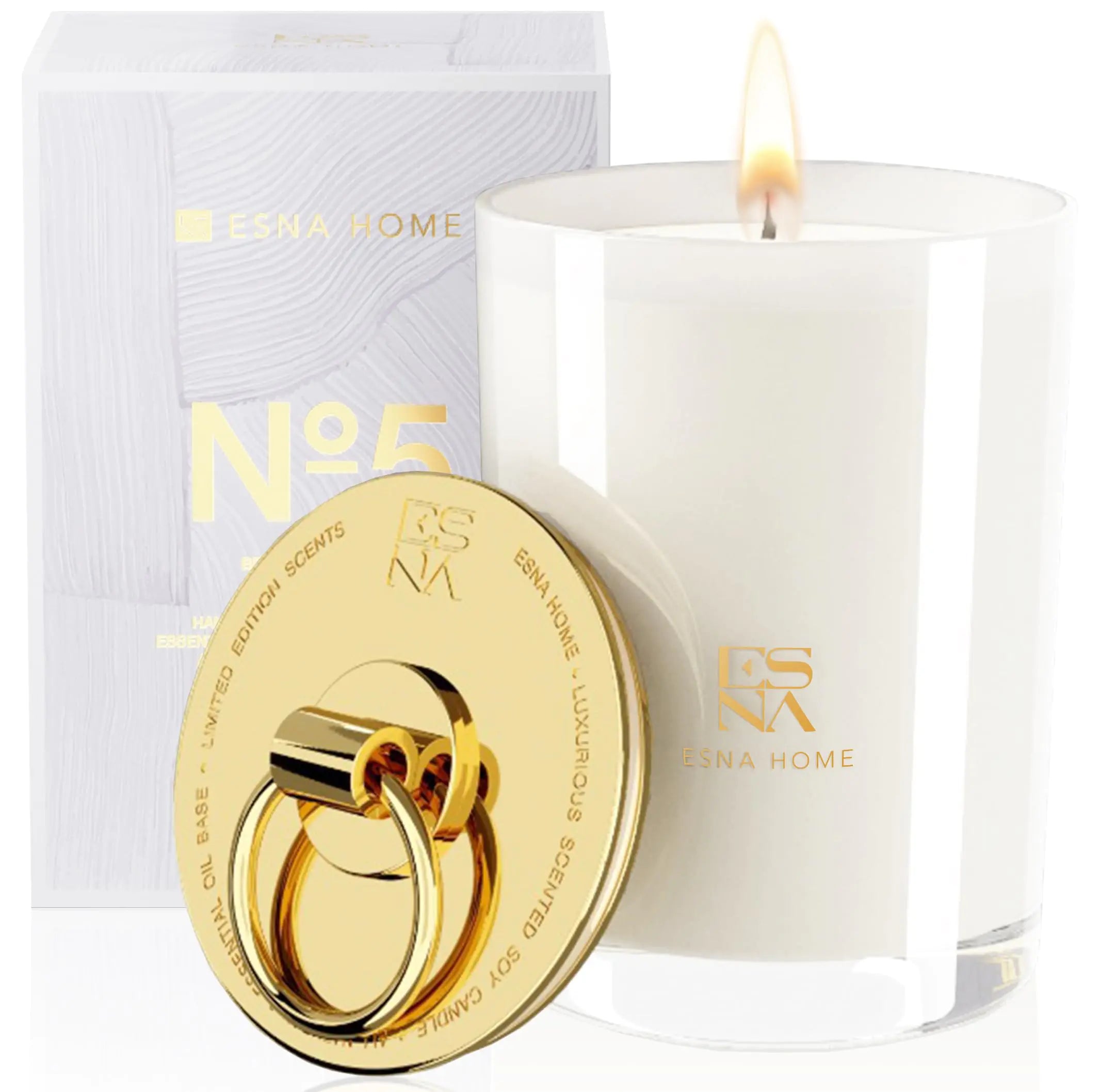 ESNA HOME Aromatherapy Scented Candles | Lavender Essential Oil | 50 Hours Burn Soy White Candles | Celebrate Mom Self Care Present for Mom | Unique Present Room Decor Candle for Home Scented