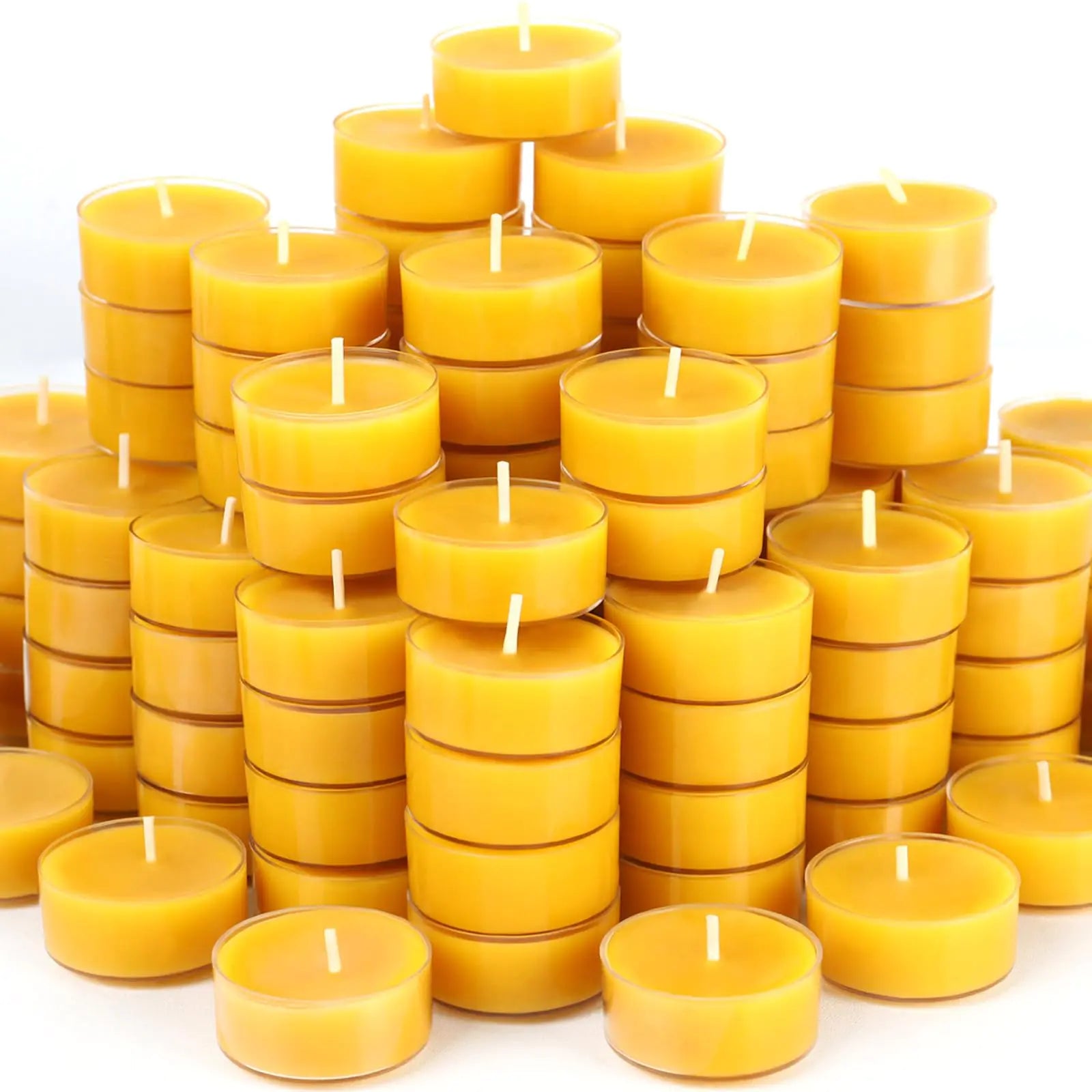 48 Packs Beeswax Tealight Candles 100% Pure Beeswax Candles | 4-Hour Extended Burn Time | Natural Beeswax Tea Lights Candles in Clear Cup Perfect for Home DecoAir PurificationFragrance