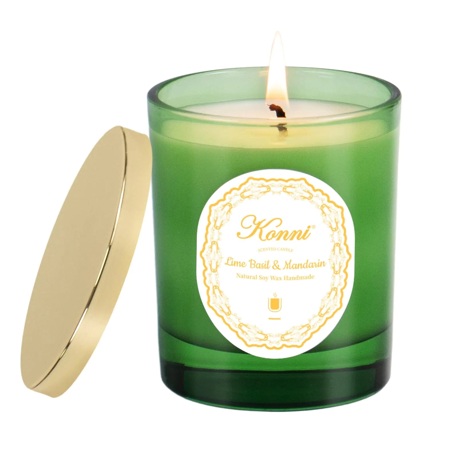 KONNI Scented Candles Soy Candles Aromatherapy Candle Lime Basil & Mandarin Scented Candle for Men Women Soy Wax Candle 7.05oz Ideal for Creating Relaxing Ambience & Holiday Gifting