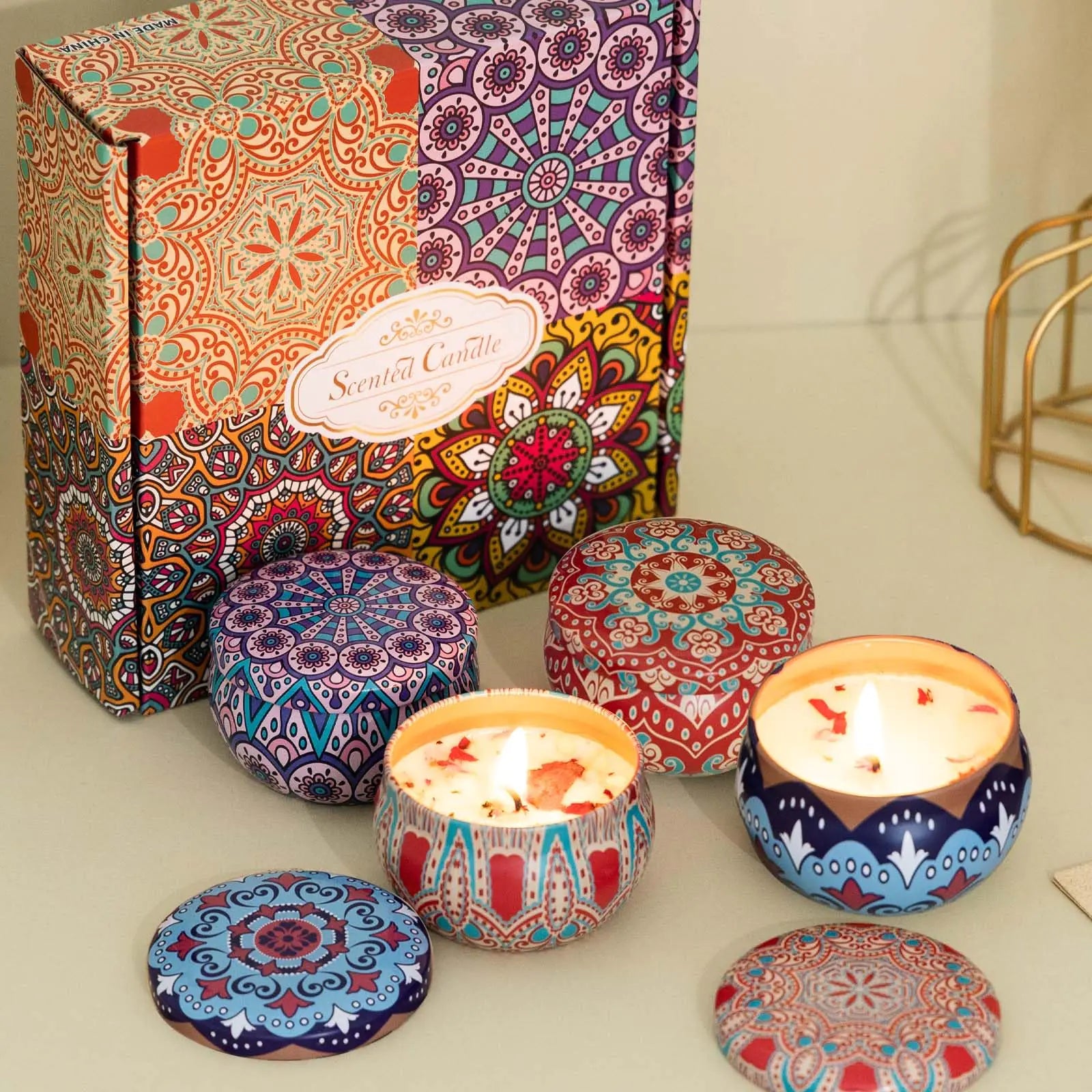 Aroma Bliss 4-Pack Soy Candle Set - Scented Candles for Yoga and Bath
