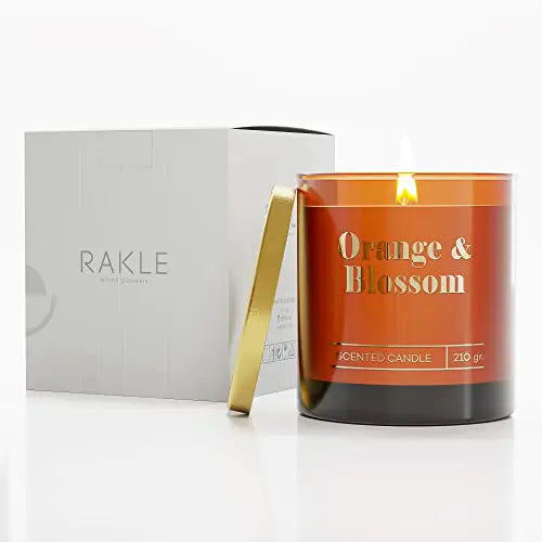 RAKLE Orange Blossom Soy Candle – 7.4 oz Scented Meditation Candle