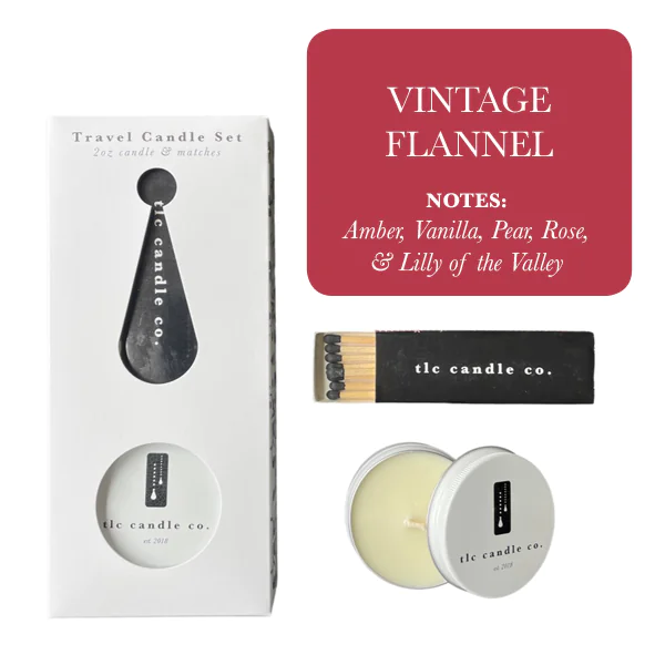 Travel Candle with Matches - Vintage Flannel
