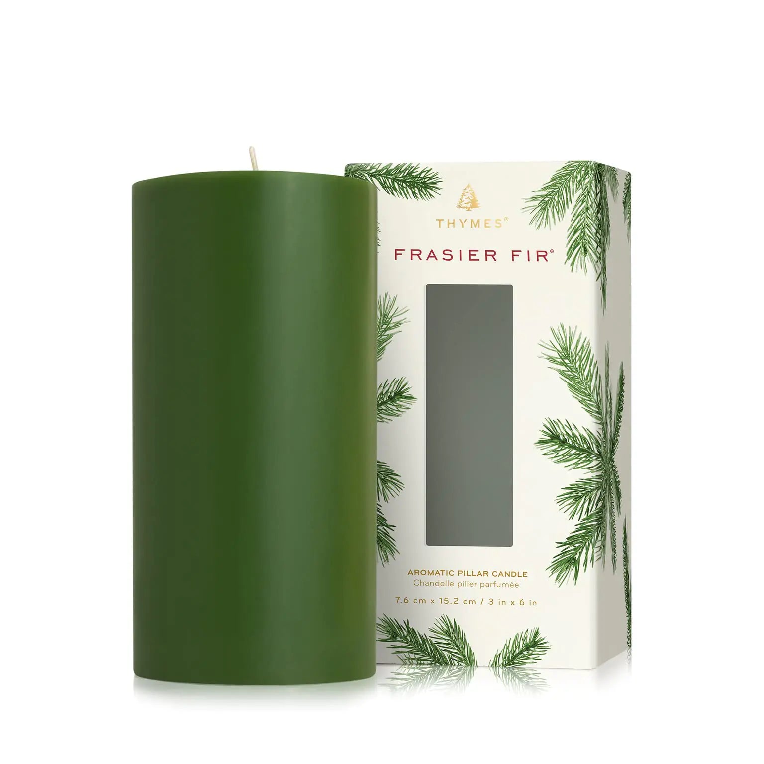 Thymes Frasier Fir Pillar Candle (3" x 6")