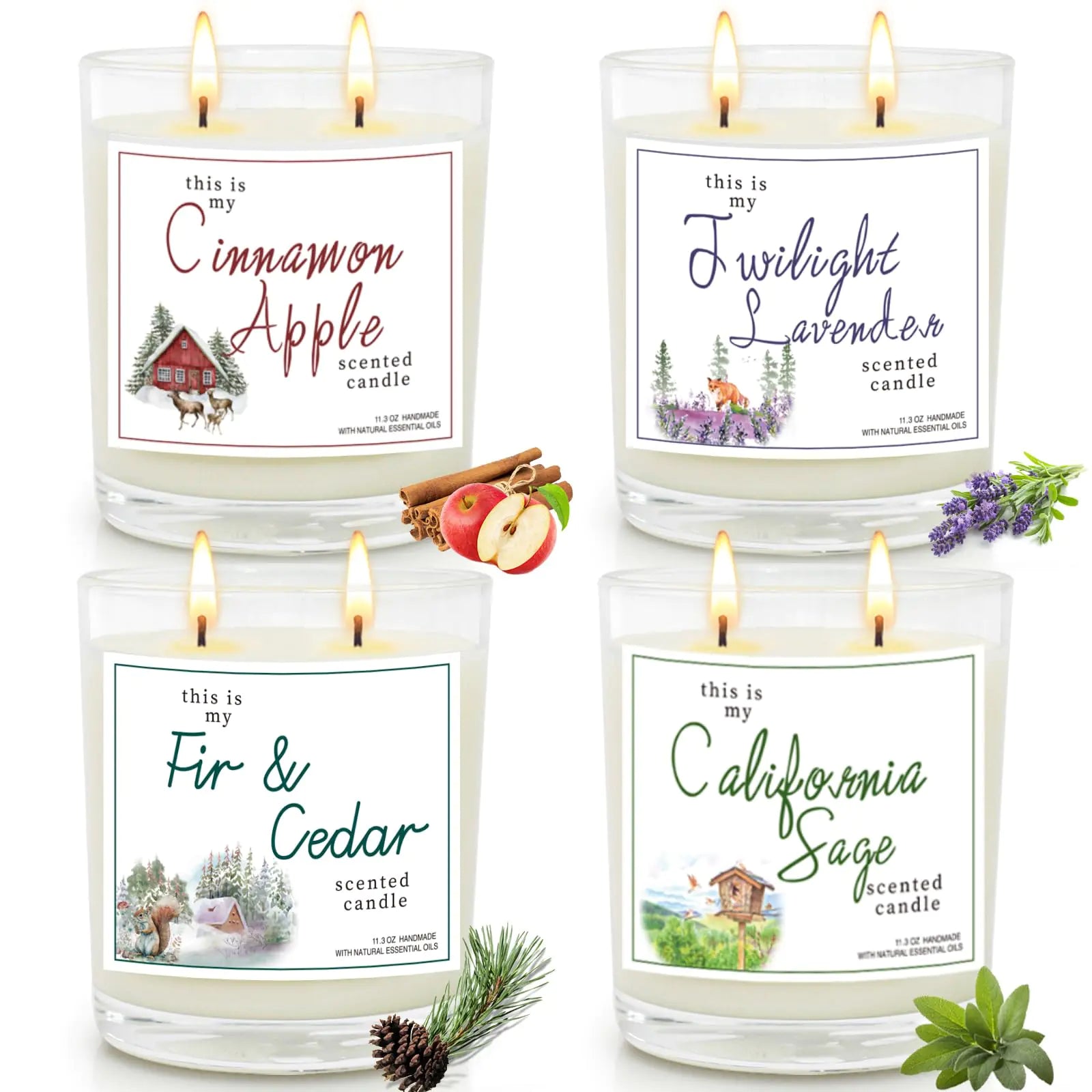 4-Pack Aromatherapy Candles Set - Long Lasting Soy Blend
