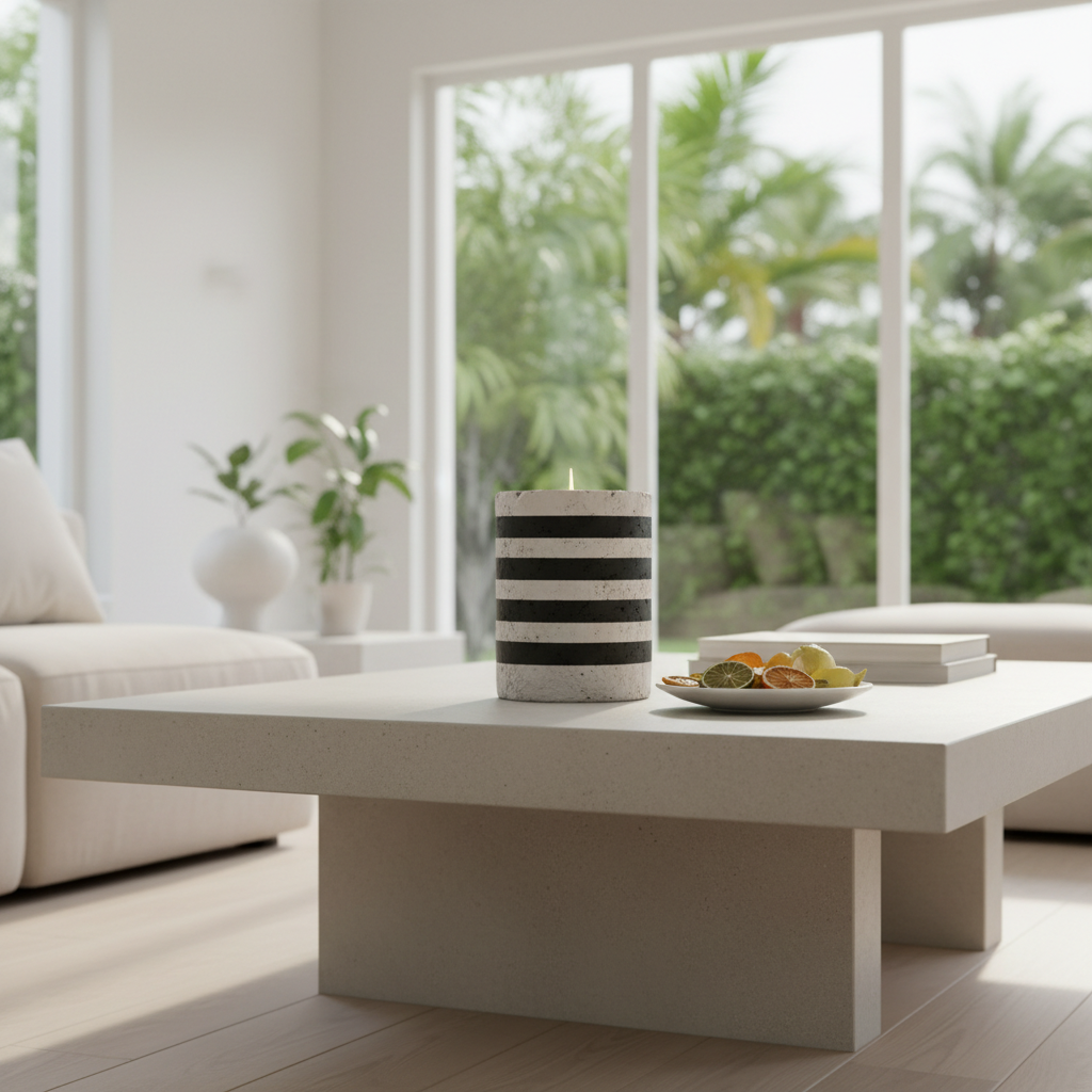 Striped citrus stone candle