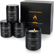 4 Pack Scented Candles for Men - Candles for Home Scented Soy Candles Scented Candles Set Men Candle Set Lavender/Rosemary & Gardenia/Sandalwood & Rose/Vanilla