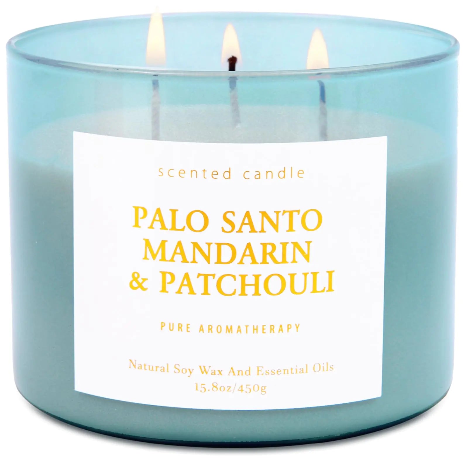 Palo Santo Patchouli Mandarin Candle - Luxe Aromatherapy 3-Wick - 15.8 oz