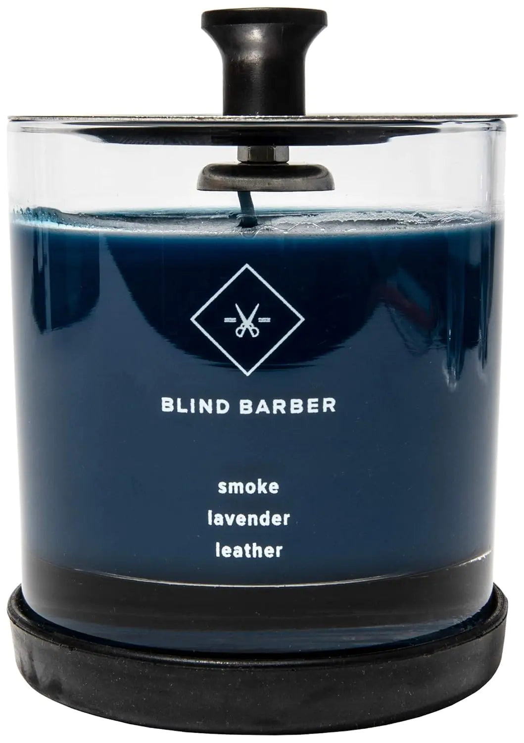 Blind Barber Tompkins Scented Candle - Long Lasting Soy Wax Man Candle in Barber Style Glass Jar with Notes of Leather Smoke & Lavender - 40 Hour Burn Time (6.2 Ounce)