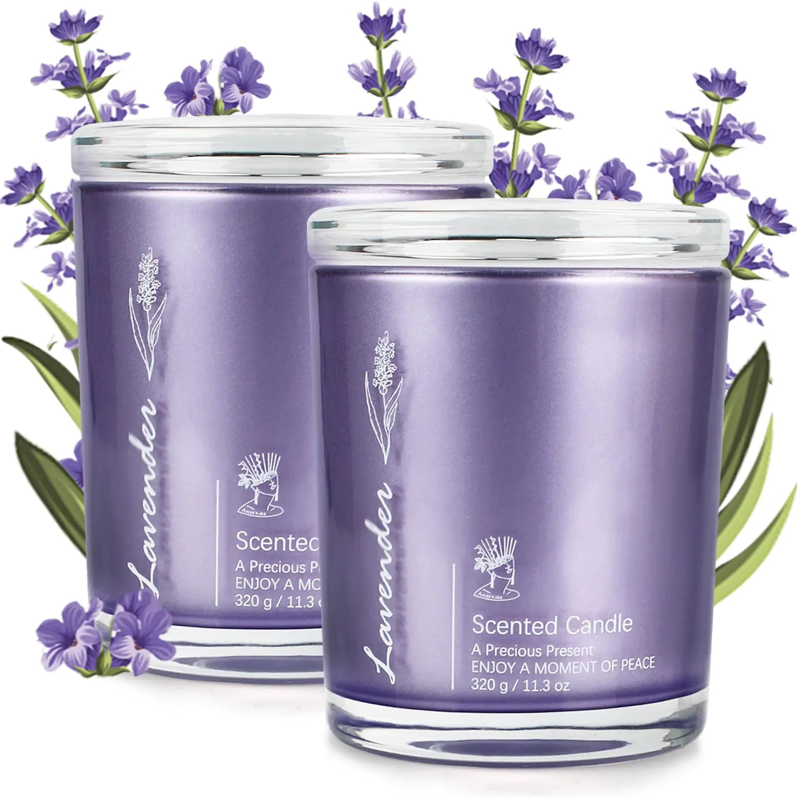 Lavender Essence Aromatherapy Candles - 2 Large Jars