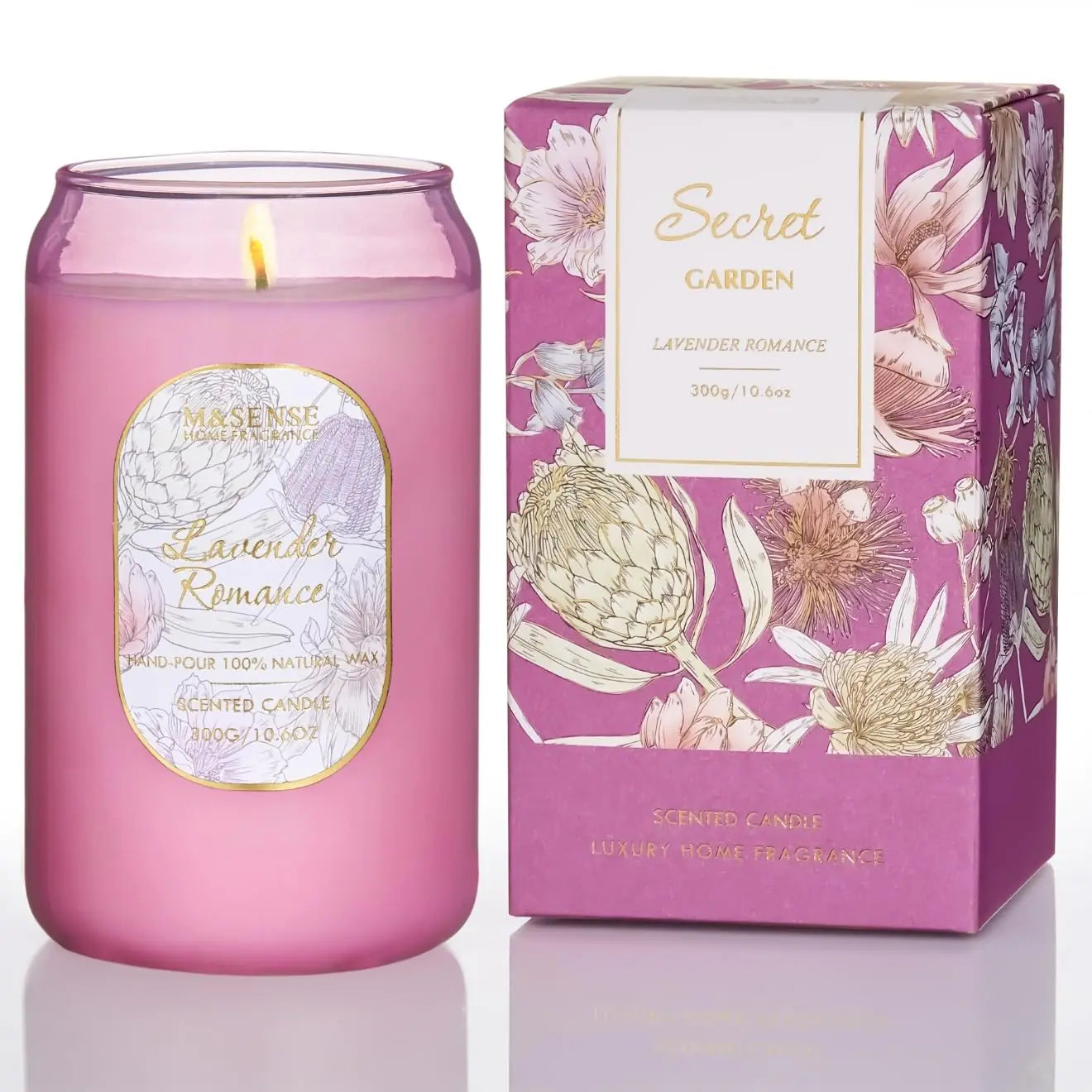 M&SENSE Aromatherapy Purple Soy Scented Candle - Lavender Eucalyptus Scent10.6 oz 60-Hour Burn Calming Stress Relief Candles Gift for BirthdayValentines DayMother Day