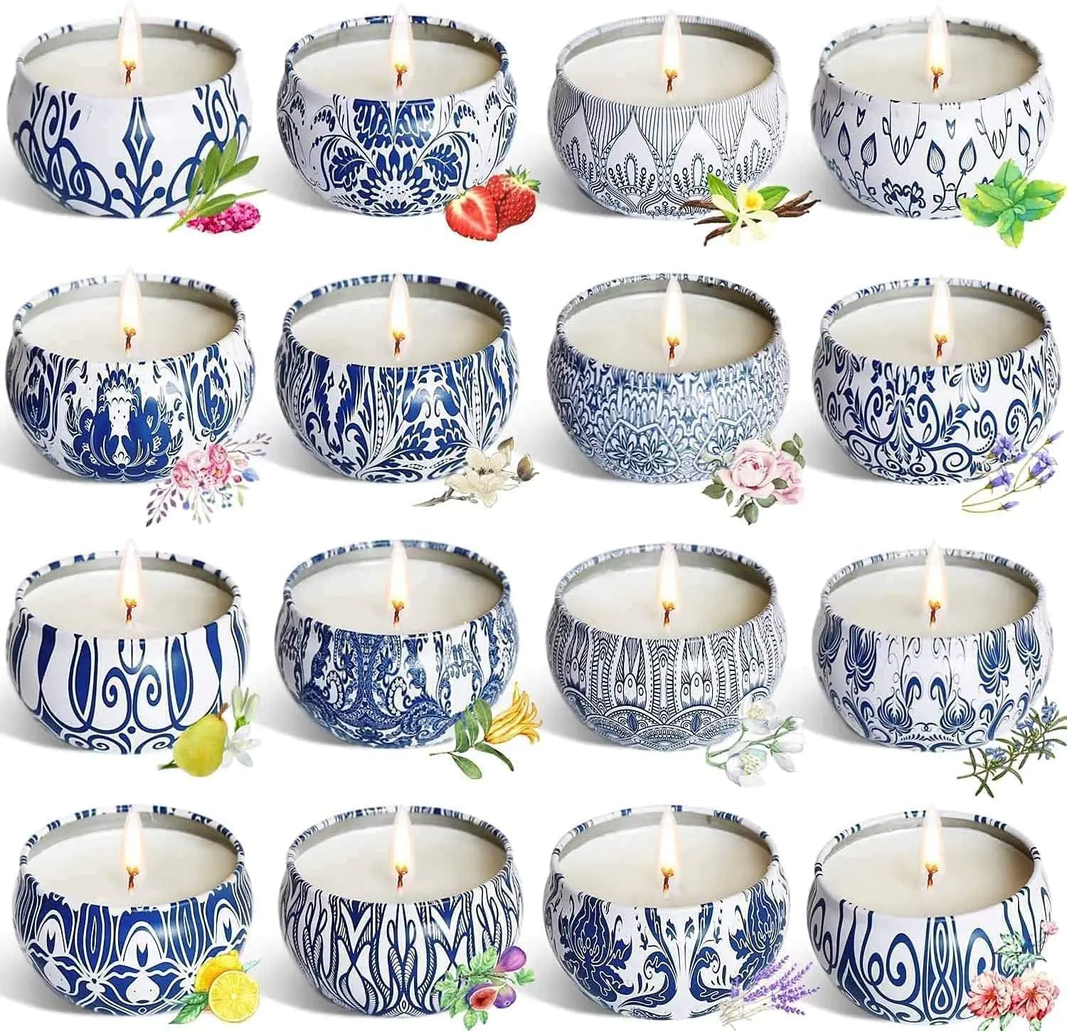 Soy Wax Aromatherapy Candles 16 Set - Gift Tin Collection