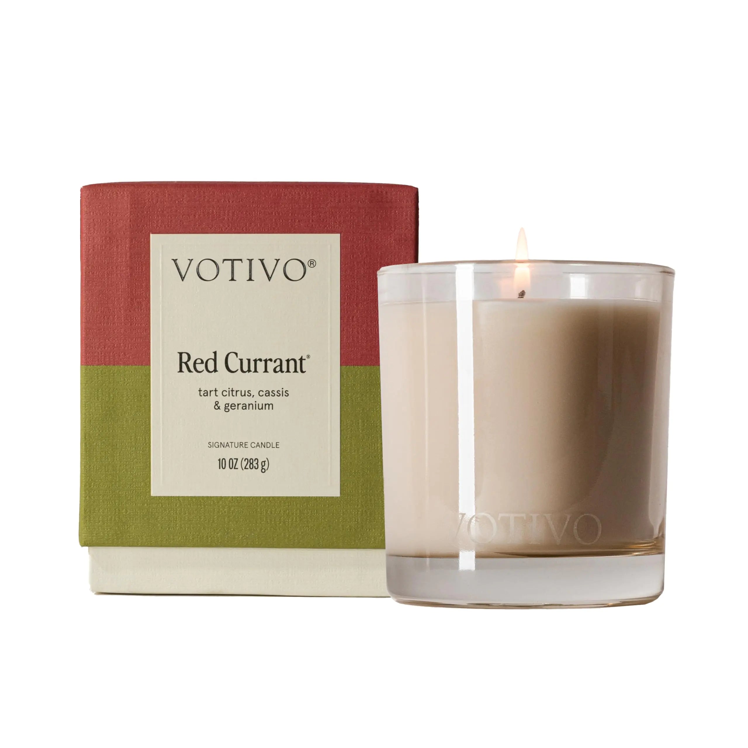 Votivo Red Currant 10 oz Signature Candle | Soy Wax Blend | Luxury Glass Jar Scented Candle & Box | Candles for Home Scented | Candle Gifts | Long Burning & Highly Scented