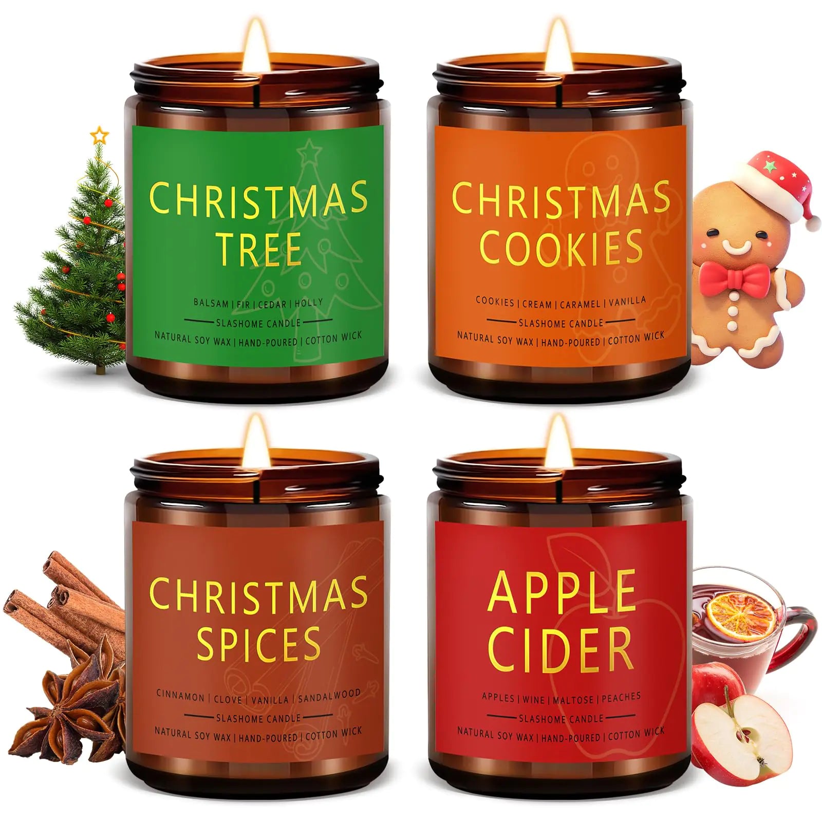 Candle Set 4 Pack Christmas Scented Candles