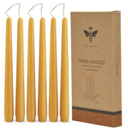 Pure Beeswax 10" Taper Candles - Set of 6 Yellow